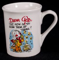 Dear God Kids "How Do You Hang Them" Christmas Coffee Mug Anne Fitzgerald